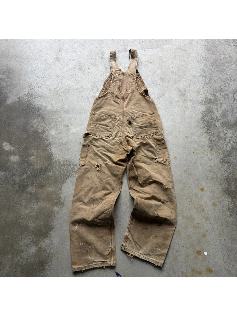 Vintage Carhartt Brown Canvas Workwear Overalls with Distres